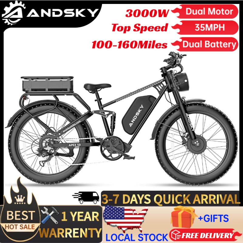 48V 1500W Rear Hub Motor With Battery - ANDSKY Apex50 AWD จักรยานไฟฟ้า 3000W มอเตอร์คู่